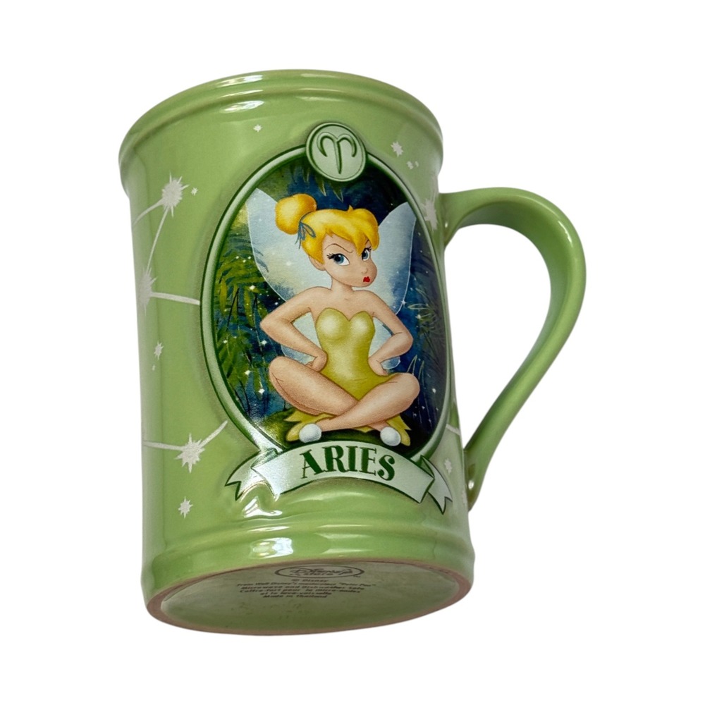Disney Store Tinker Bell Aries Zodiac Mug 20 oz Green Ceramic Astrology c2000